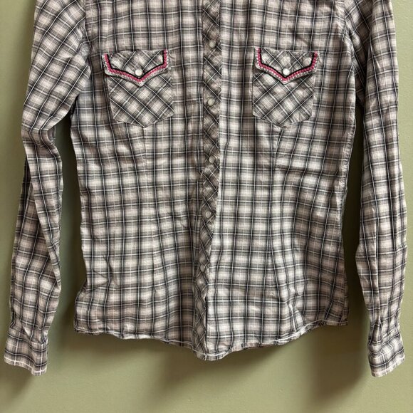Panhandle Rough Stock Women Shirt Sz S Pearl Snap Embroider Texas Cowgirl Rodeo - Picture 4 of 13